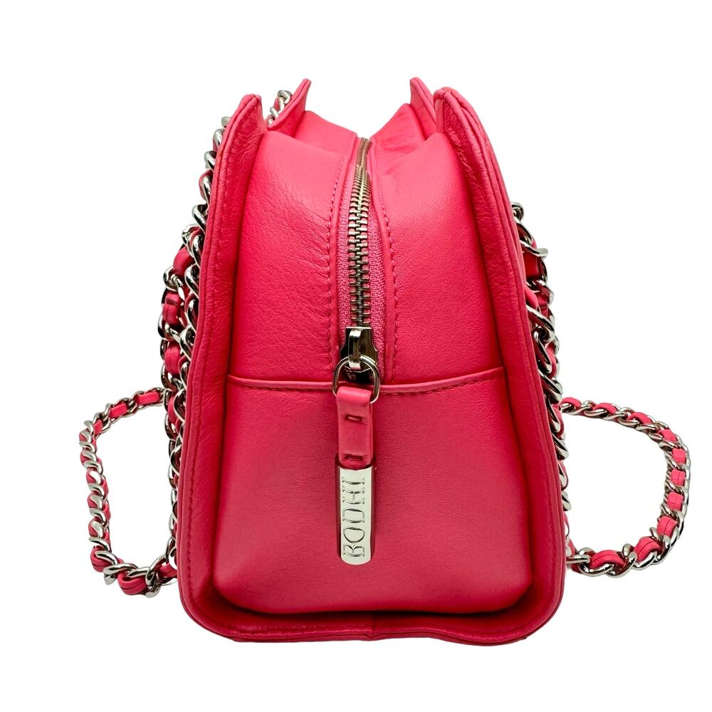 BODHI Monca Sweetheart Pink Leather Quilted Heart Chain Strap Small Bag Purse - Picture 5 of 10